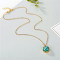 Gold Tone Round Druzy Crystal Pendant Necklaces in Blue or Black view 5
