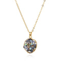 Gold Tone Round Shell and Druzy Pendant Necklaces in Nine Colors view 2