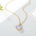 Gold Tone Round Shell and Druzy Pendant Necklaces in Nine Colors view 8