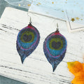 Colorful Printed Skeleton Leaf Hook Earrings in Seven Designs view 7