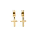 Six Silver Gold and Black Cross Huggie and Clip Earrings view 10