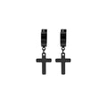 Six Silver Gold and Black Cross Huggie and Clip Earrings view 8