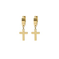 Six Silver Gold and Black Cross Huggie and Clip Earrings view 7