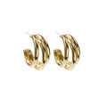 Gold and Silver Triple Layer Open C Hoop Stud Earrings view 6