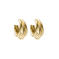 Gold and Silver Triple Layer Open C Hoop Stud Earrings view 5