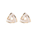 Ivory Triangle Cutout Layered Gold Tone Stud Earrings view 5