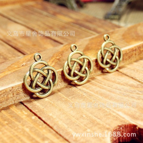 Openwork Chinese Knot Charm Pendant for DIY Jewelry, 21x18mm