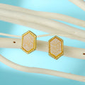 Gold Tone Faux Druzy Geometric Stud Earrings in Seven Designs view 4