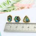 Gold Tone Abalone Shell Geometric Stud Earrings in Three Shapes view 5