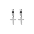 Six Silver Gold and Black Cross Huggie and Clip Earrings view 9