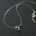 Multicolor Faceted Crystal Ring Pendant on Invisible Cord Necklace view 3