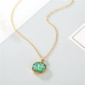 Gold Tone Round Shell and Druzy Pendant Necklaces in Nine Colors view 4