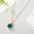 Gold Tone Round Shell and Druzy Pendant Necklaces in Nine Colors view 6