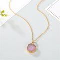 Gold Tone Round Shell and Druzy Pendant Necklaces in Nine Colors view 9