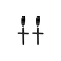 Silver Gold and Black Cross Clip and Huggie Earrings view 5