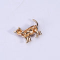 Standing Dog Metal Brooch with Small Glossy Dog Figure with Pointed Ears and Curled Tail view 3
