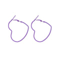 Purple Heart Outline Clip and Pierced Hoop Earrings view 5