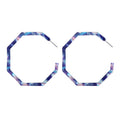 Large Octagonal Marbled Open Hoop Statement Stud Earrings view 7