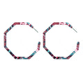 Large Octagonal Marbled Open Hoop Statement Stud Earrings view 6