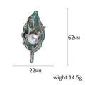 Enamel Leaf Brooch With White Pearl and Branch Details view 5