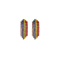 Rainbow Crystal Look Fringe Earrings in Ten Row Length Options view 8