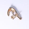 Enamel Pearl Toucan Brooch Rhinestone Flower Branch view 3
