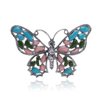 Stained Glass Style Butterfly brooch shown in front product view