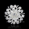 Black Silver Tone Crystal Snowburst Crystal Metal Brooch Pin view 6