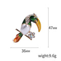 Enamel Pearl Toucan Brooch Rhinestone Flower Branch view 5
