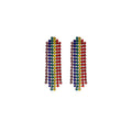 Rainbow Crystal Look Fringe Earrings in Ten Row Length Options view 10