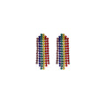 Rainbow Crystal Look Fringe Earrings in Ten Row Length Options view 9
