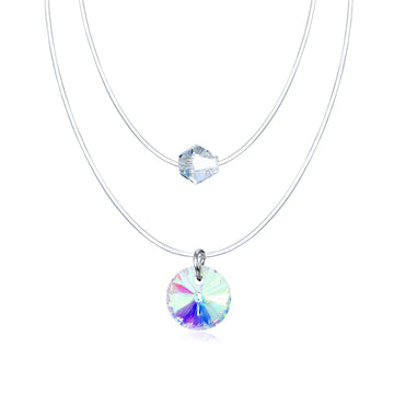 Double Layer Invisible Cord Crystal Pendant Necklaces in Three Shapes