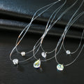 Double Layer Invisible Cord Crystal Pendant Necklaces in Three Shapes view 3