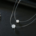 Double Layer Invisible Cord Crystal Pendant Necklaces in Three Shapes view 6