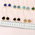 Gold Tone Round Druzy Long Hook Earrings in Thirteen Colors view 4