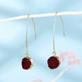 Gold Tone Round Druzy Long Hook Earrings in Thirteen Colors view 9