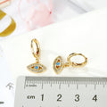 Crystal Framed Evil Eye Huggie Drop Earrings in Gold or Silver Tone view 4