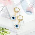 Gold Tone Small Round Evil Eye Huggie Drop Earrings in Three Designs view 7