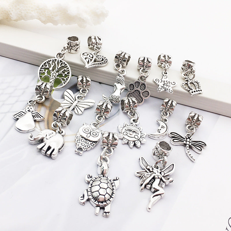 Zinc Alloy Butterfly Elephant Turtle Large Hole Charm Pendant for DIY Bracelet Necklace Making