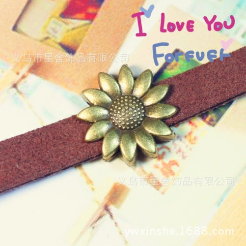 Sunflower Large Hole Alloy Bead for DIY Jewelry