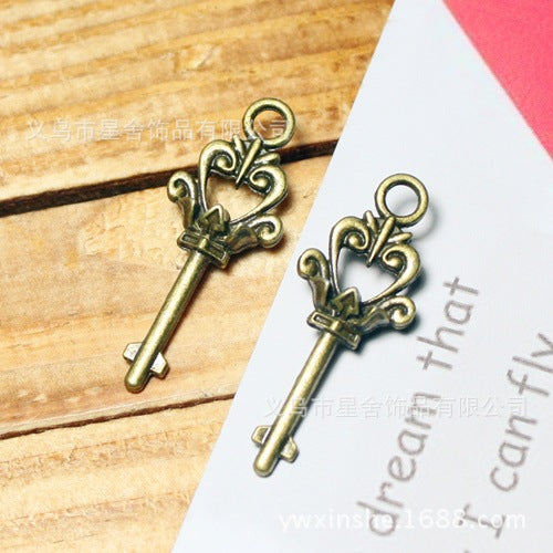 Vintage Ingot Key Alloy Charm Pendant 36x14mm