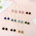 Gold Tone Round Druzy Long Hook Earrings in Thirteen Colors view 1