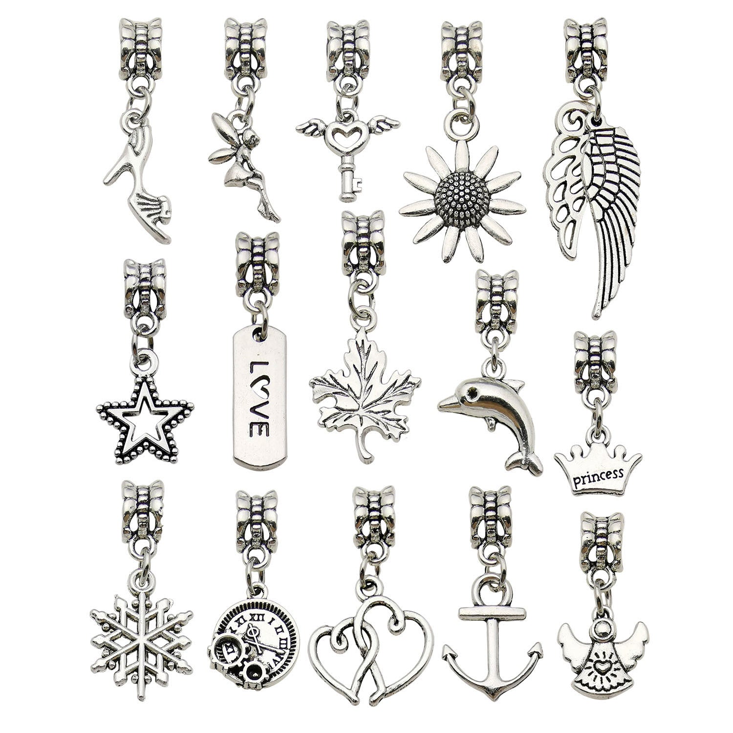 Antique Silver Zinc Alloy Star Crown Charm Pendants for DIY Bracelet Keychain Jewelry