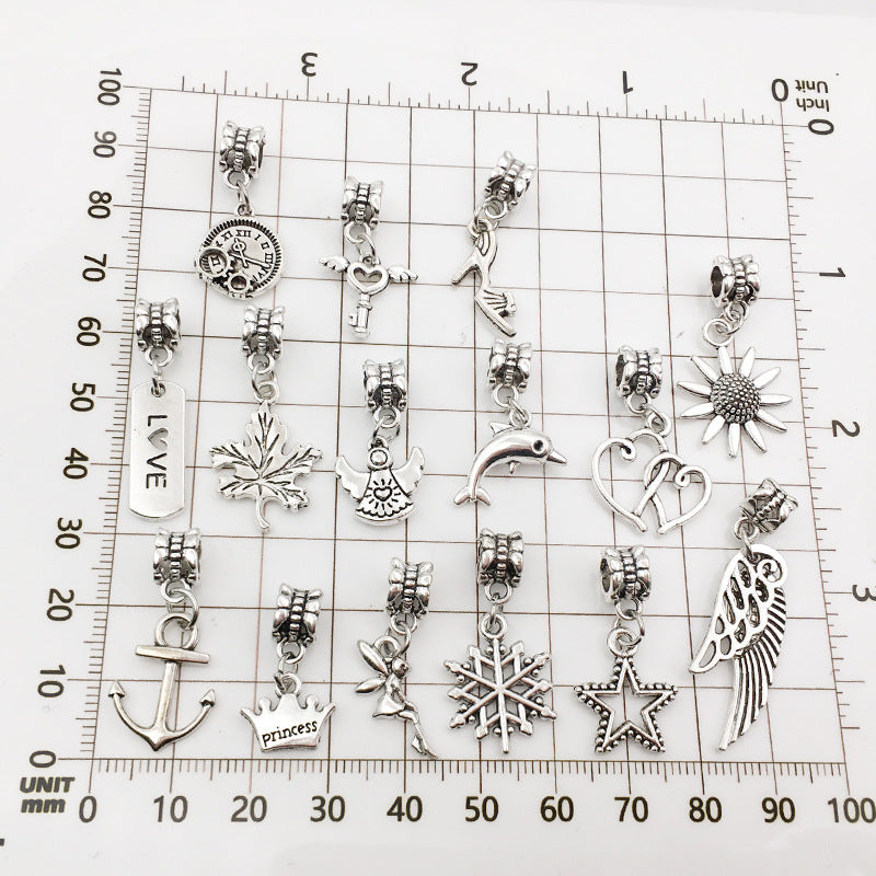 Antique Silver Zinc Alloy Star Crown Charm Pendants for DIY Bracelet Keychain Jewelry