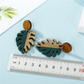 Layered Wood Monstera Leaf Stud Earrings in Three Colors view 4