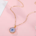 Gold Tone Small Druzy Evil Eye Pendant Necklaces in Four Designs view 9