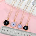 Gold Tone Small Druzy Evil Eye Pendant Necklaces in Four Designs view 5