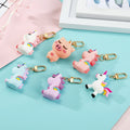 Cartoon Unicorn and Pig Figure Snap Hook Keychains in Six Designs view 1