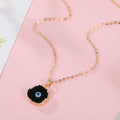 Gold Tone Small Druzy Evil Eye Pendant Necklaces in Four Designs view 4