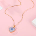 Gold Tone Small Druzy Evil Eye Pendant Necklaces in Four Designs view 7